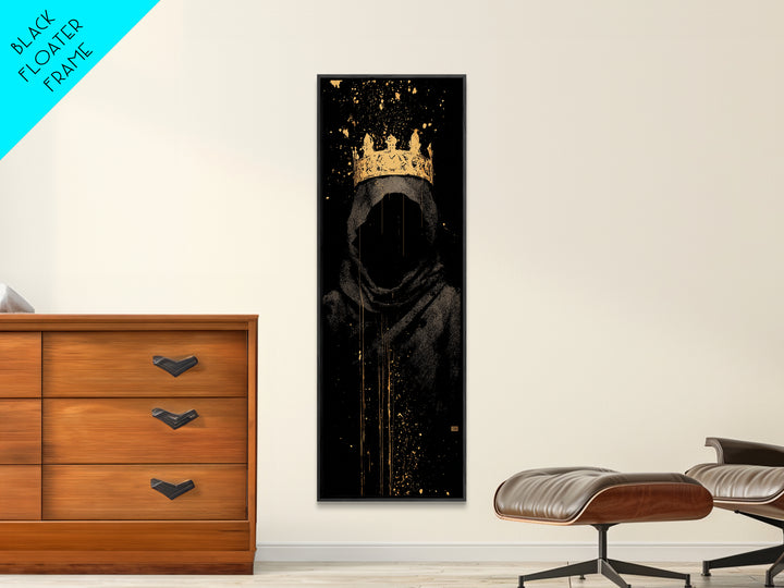 Shadow King Norse Ruler Canvas Gold Art Canvas Art, Nordic Mythology Viking Decor for Man Cave, with rustic wood frame