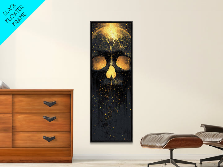 Skull of Ragnarok Canvas Gold Art Canvas Art | Norse Mythology Wall Decor for Man Cave or Office | Viking Style Frame in Real Wood