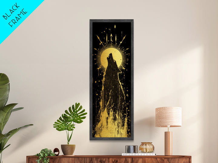 Wolf Howl Metal Art, Metallic Gold Art, Lone Wolf Decor, Man Cave Office Wall Art, Golden Metal Art