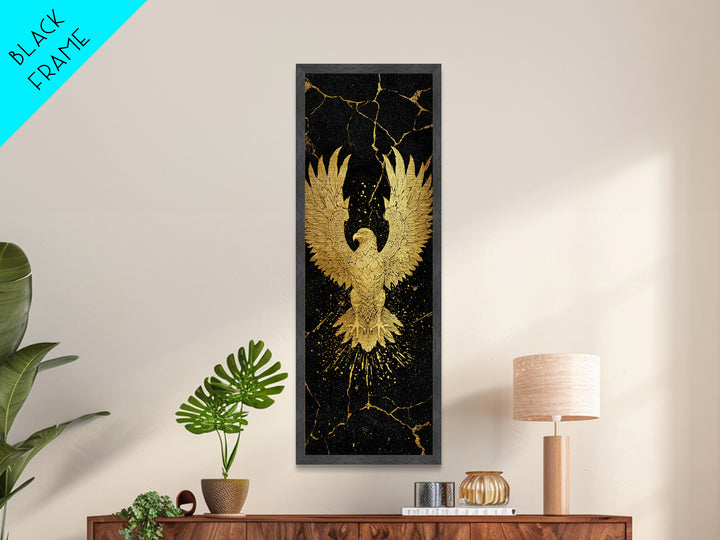 Golden Eagle Nordic Wall Art, Wood Framed Metal Art, Metallic Gold Art, Gold Leaf, Gold Foil Art