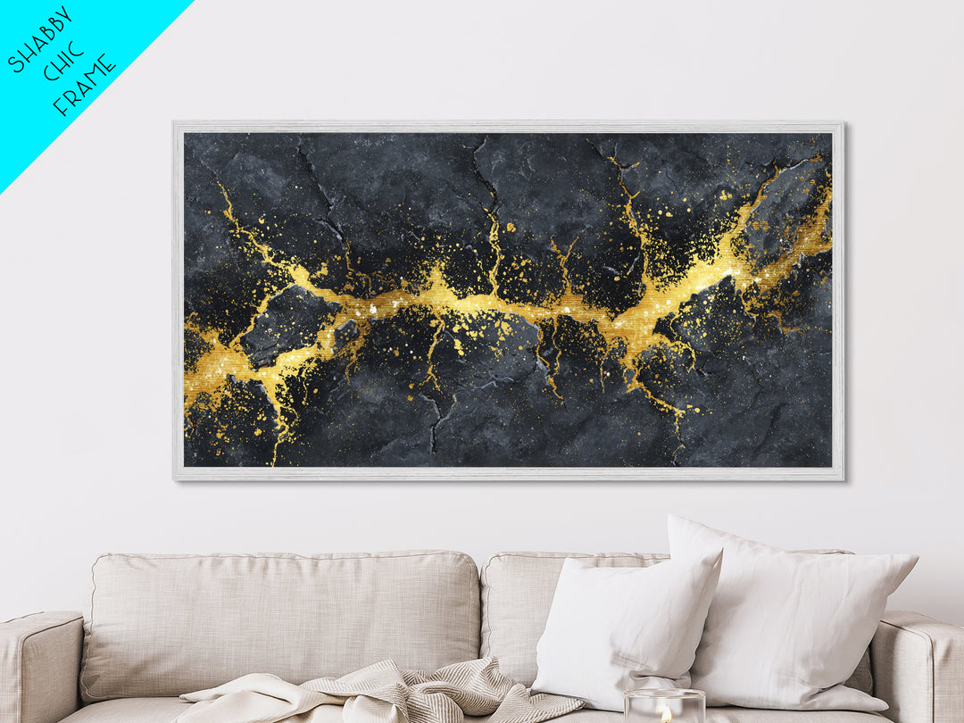Golden Fracture Metallic Gold Art Nordic Metal Art Norse Abstract Wall Hanging with natural wood frame, Office Decor, Dad Gift