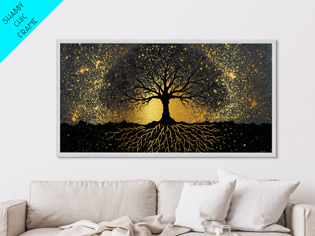 Viking Funeral Metallic Gold Art Metal Art, Norse Longship Silhouette Wall Decor framed in Natural Wood, Nordic Mythology Artwork