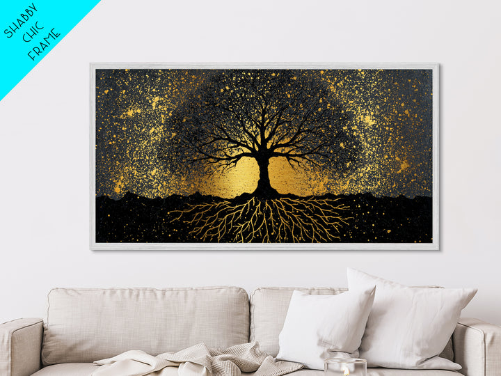 Viking Funeral Metallic Gold Art Metal Art, Norse Longship Silhouette Wall Decor framed in Natural Wood, Nordic Mythology Artwork