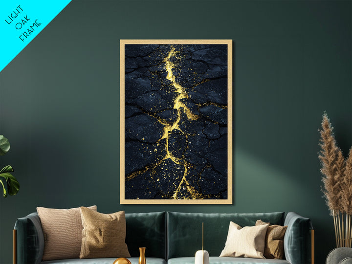 Cracked Earth with Molten Gold Metallic Gold Art Metal Art Norse Inspired Abstract Nordic Decor Office or Man Cave framed wood