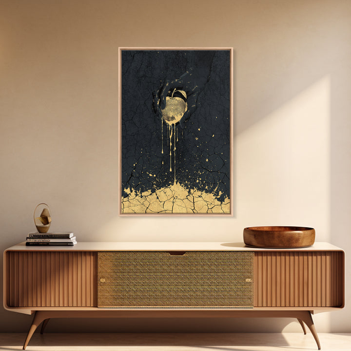 Golden Apple of Idunn Canvas Gold Art Canvas Art | Norse Myth Wall Decor Viking Symbol | Gift for Men | Framed in Real Wood