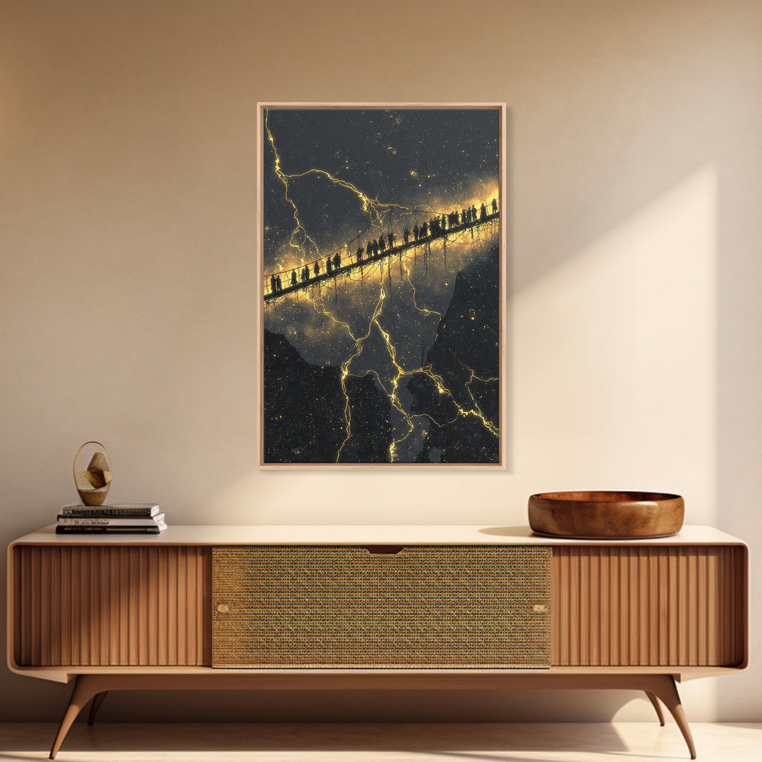 Helheim Norse Underworld Gate Canvas Gold Art Canvas Art Viking Mythology Wall Decor Dark Office Man Cave framed in real wood