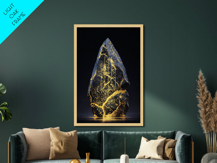 Longship Under the Stars Metallic Gold Art, Viking Metal Art Wall Decor, Norse Mythology Inspired framed with real wood detail