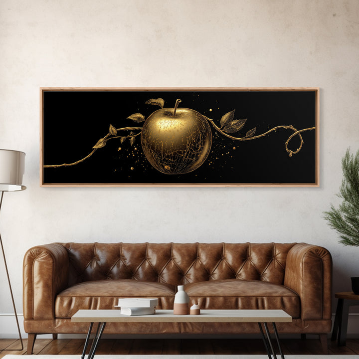 Golden Apple of Idunn Canvas Gold Art Norse Mythology Canvas Art Viking Decor framed in real wood, Unique Nordic Office Art