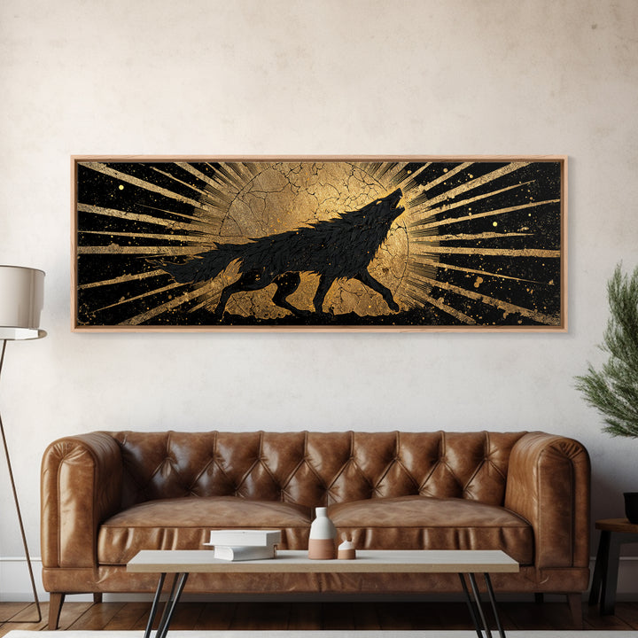 Canvas Gold Art Ragnarok Canvas Art | Norse Mythology Wall Decor framed in rustic wood | Viking Epic Gift for Him or Dad