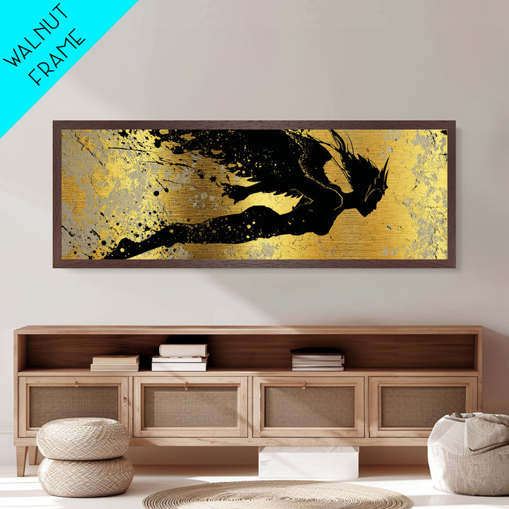 Valkyrie Norse Warrior Metallic Gold Art Metal Art Mythology Wall Decor for Office or Dad Gift, framed in authentic real wood