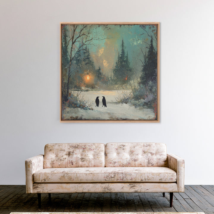 Odin Raven Pair Canvas Print, Mythological Art, Framed Wall Art, Living Room Decor, Watercolor Art, Legend, Downloadable Art, MYT-1x1-19