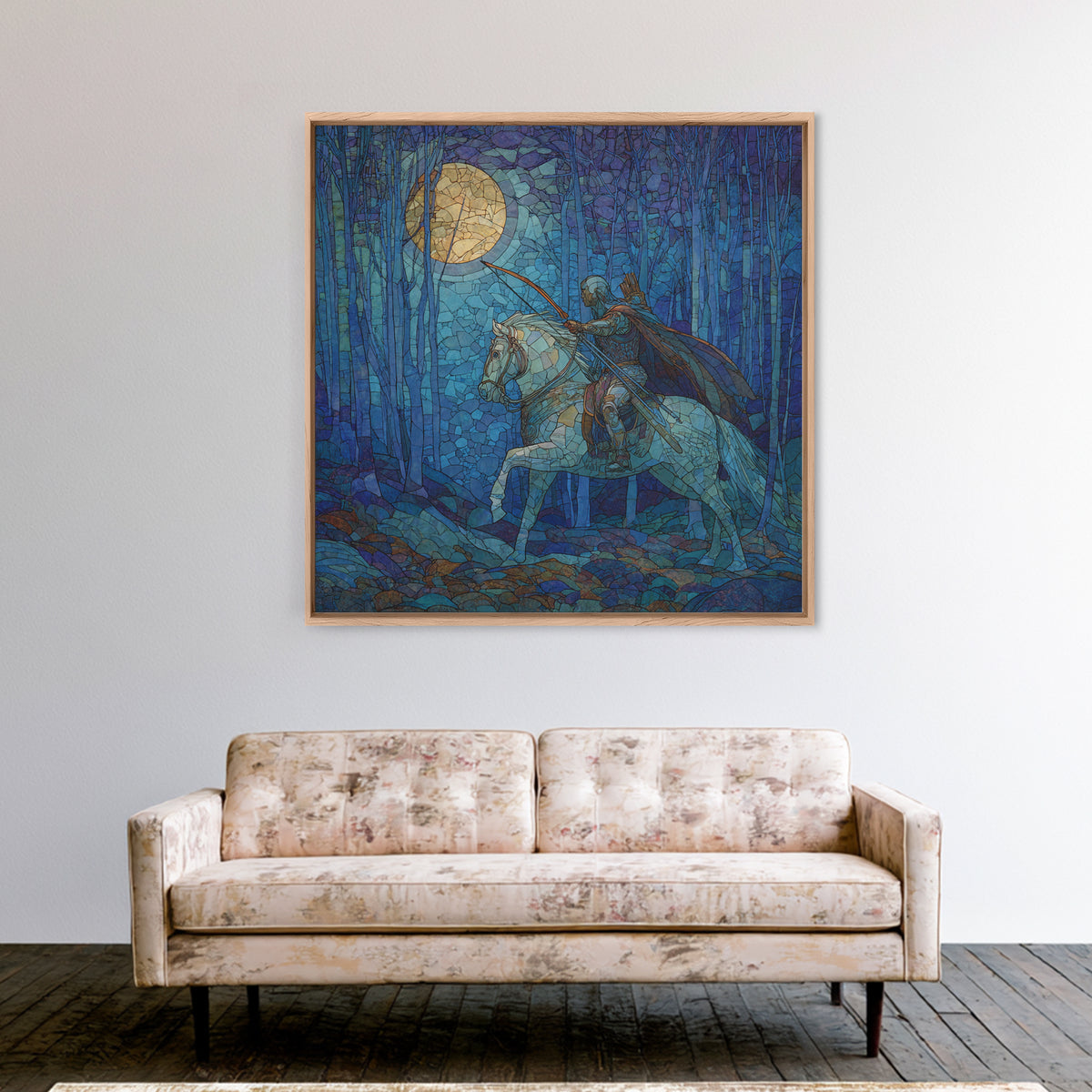 Centaur Archer in Misty Forest Framed Canvas Print, Mythological Art, Luxury Decor, Living Room Decor, Fine Art, Legend, MYT-1x1-40