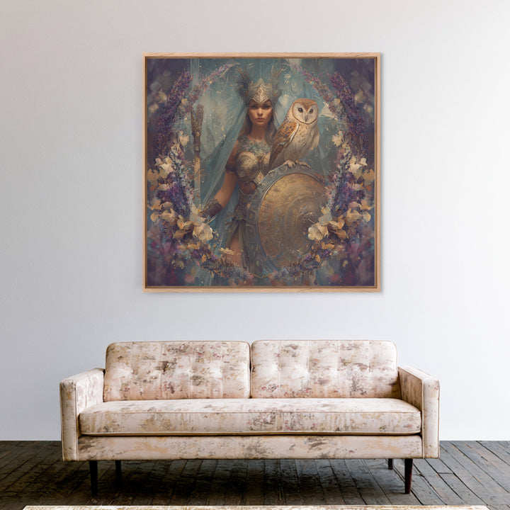 Athena Warrior Woman Framed Canvas Print, Mythological Art, Digital Art Download, Living Room Decor, Oil Painting, Legend, MYT-1x1-74