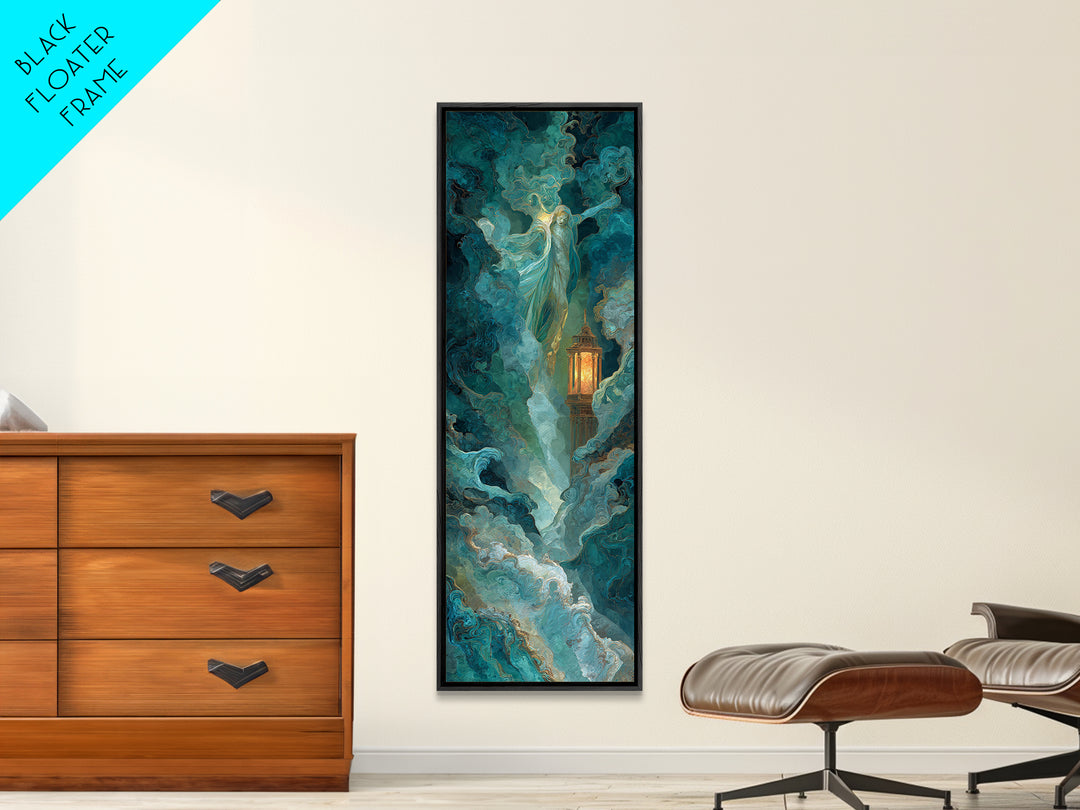 Poseidon Figure Rising from Stormy Ocean Canvas Print, Mythological Art, Print, Living Room Decor, Legend, Dark Academia Decor, MYT-1x3-39