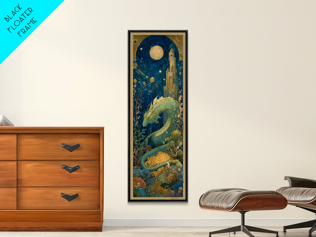 Dragon Guarding a Hoard of Ancient Gold Canvas Print, Mythological Art, Art Print, Living Room Decor, Fine Art, Legend, MYT-1x3-56