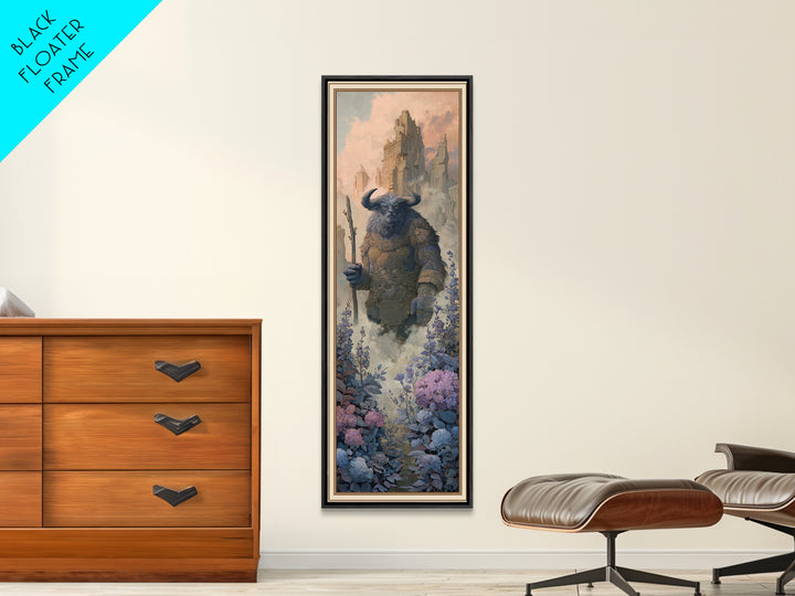 Minotaur in Labyrinth of Warm Stone Canvas Print, Mythological Art, Luxury Decor, Living Room Decor, Fine Art, Legend, MYT-1x3-77