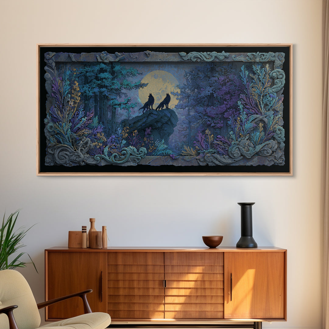 Hades and Cerberus Silhouette Framed Canvas Print, Mythological Art, Minimalist Decor, Living Room Decor, Fine Art, Legend, MYT-2x1-28