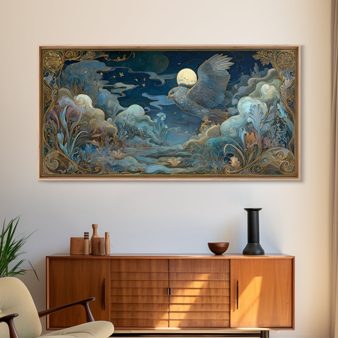 Zeus Eagle and Thundercloud Composition Framed Canvas Print, Mythological Art, Decor, Living Room Decor, Fine Art, Legend, MYT-2x1-43