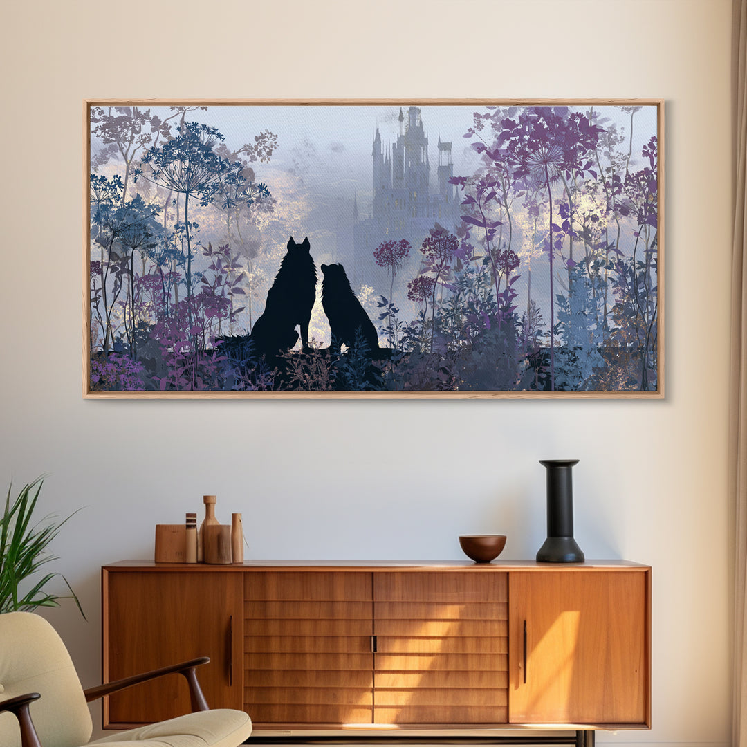 Hades and Cerberus Silhouette Canvas Print, Mythological Art, Wall Decor, Living Room Decor, Fine Art, Legend, Printable Art, MYT-2x1-52
