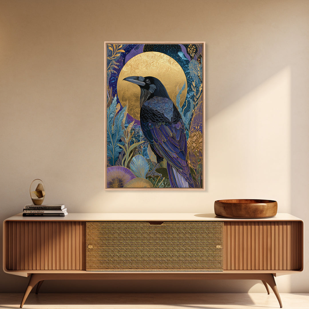 Odin Raven Pair Framed Canvas Print, Mythological Art, Print, Living Room Decor, Fine Art, Legend, Dark Academia Decor, MYT-2x3-75