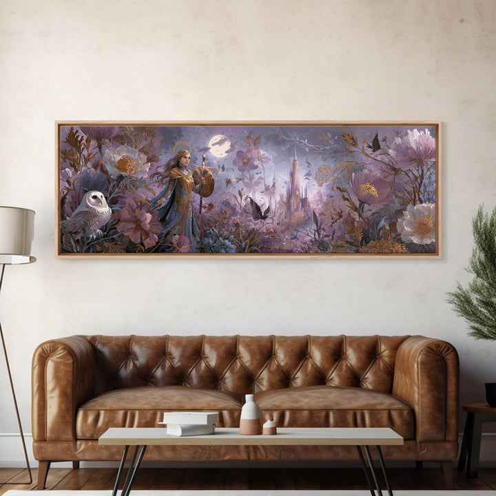 Athena Warrior Woman Framed Canvas Print, Mythological Art, Digital Art, Living Room Decor, Legend, Living Room Wall Art, MYT-3x1-18