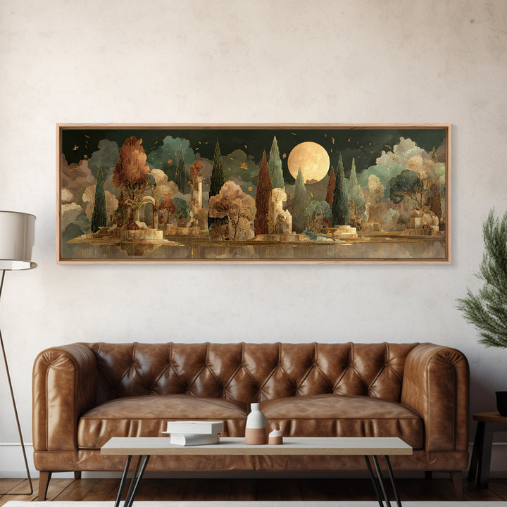 Icarus Falling Through Golden Sky and Feathers Canvas Print, Mythological Art, Downloadable Art, Living Room Decor, Legend, MYT-3x1-20