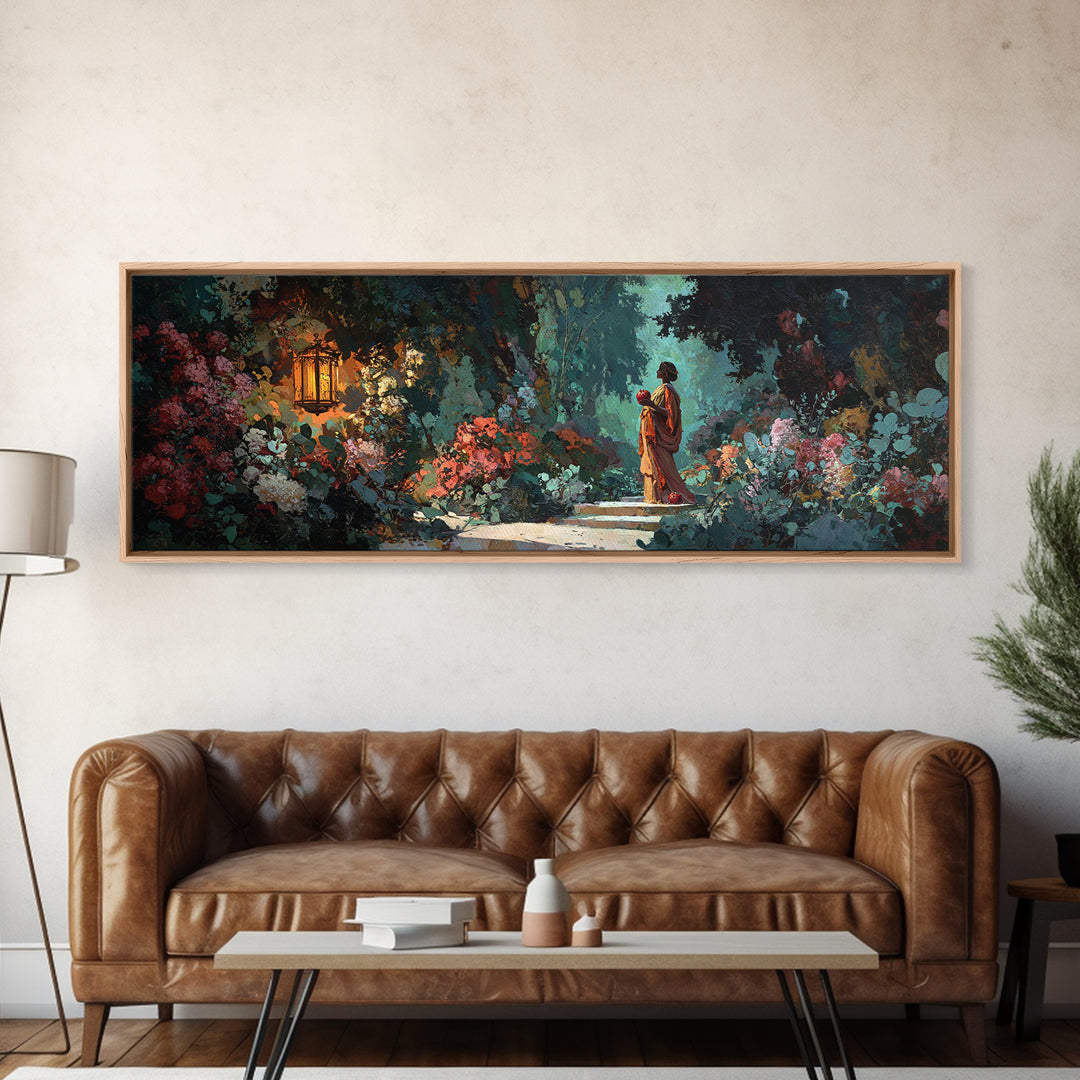 Persephone Holding Pomegranate Canvas Print, Mythological Art, Textured Painting, Living Room Decor, Fine Art, Legend, MYT-3x1-95