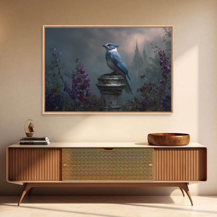 Griffin Perched on Ancient Stone Column Framed Canvas Print, Mythological Art, Art Print, Living Room Decor, Fine Art, Legend, MYT-3x2-18