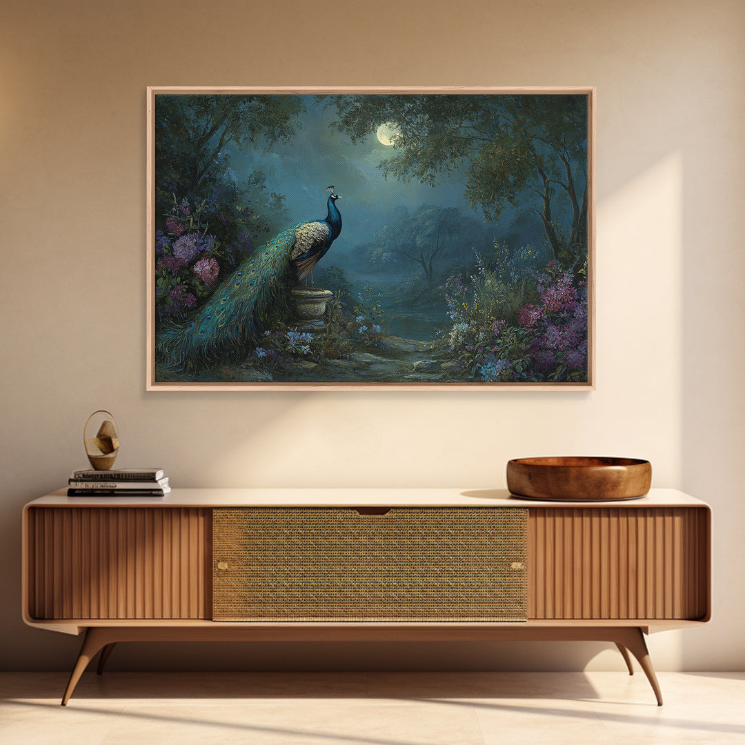 Hera Peacock Symbolism Framed Canvas Print, Mythological Art, Gothic Home Decor, Living Room Decor, Oil Painting, Legend, MYT-3x2-50