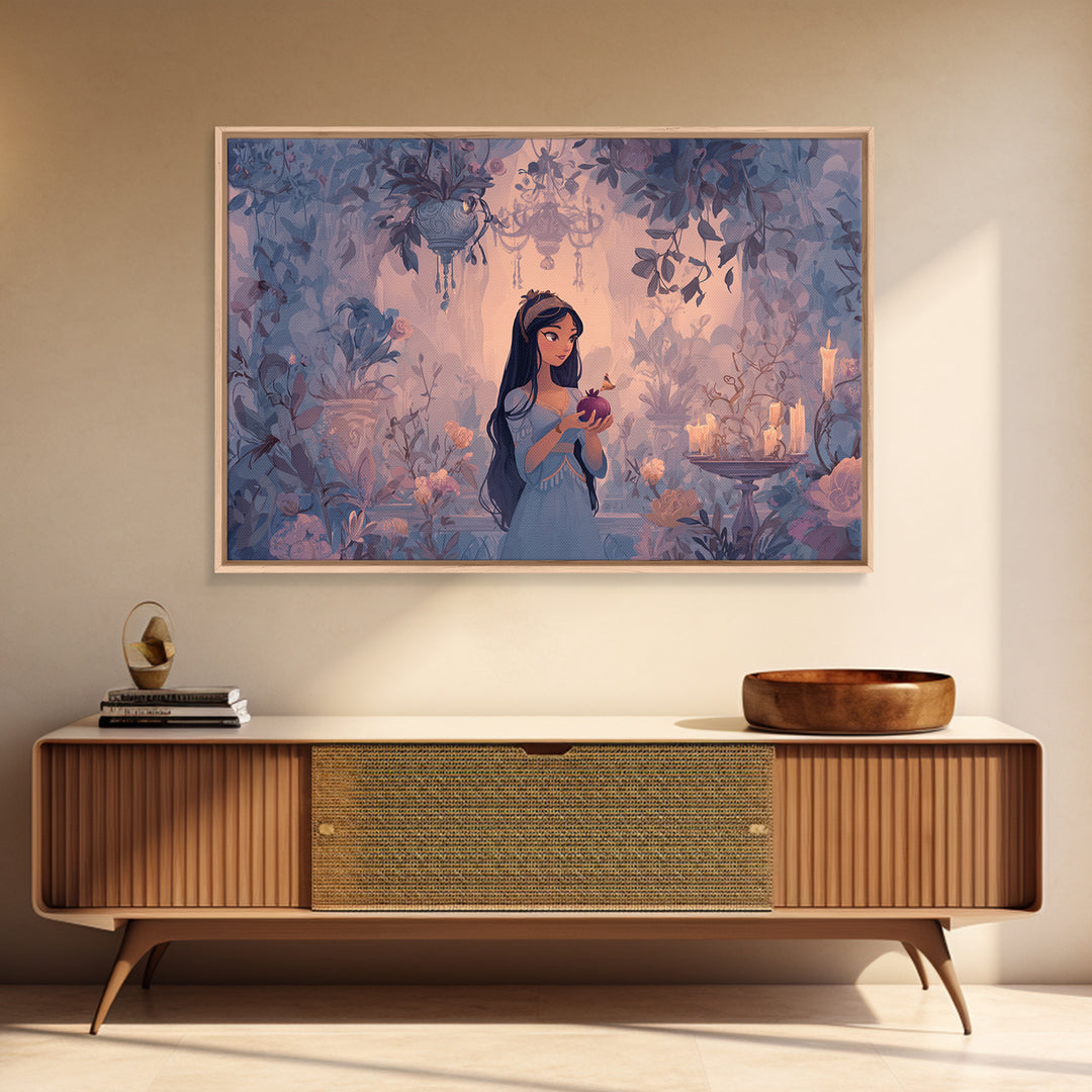 Persephone Holding Pomegranate Framed Canvas Print, Mythological Art, Luxury Decor, Living Room Decor, Fine Art, Legend, MYT-3x2-59