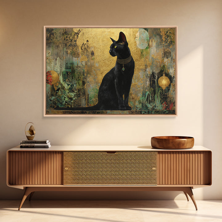 Bastet Cat Goddess Framed Canvas Print, Mythological Art, Home Decor, Living Room Decor, Fine Art, Legend, Contemporary Art, MYT-3x2-64