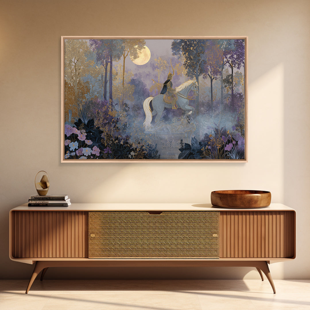 Centaur Archer in Misty Forest Canvas Print, Mythological Art, Gallery Decor, Living Room Decor, Oil Painting, Legend, MYT-3x2-68