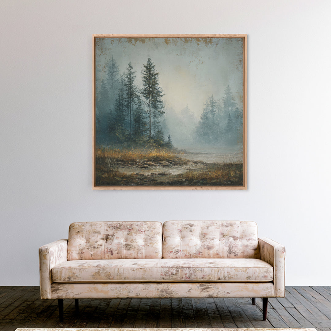 Moody Pine Forest Canvas Print, Nature Art, Digital Download Art, Living Room Decor, Fine Art, Nature, Luxury Decor, Art Print, NAT-1x1-17