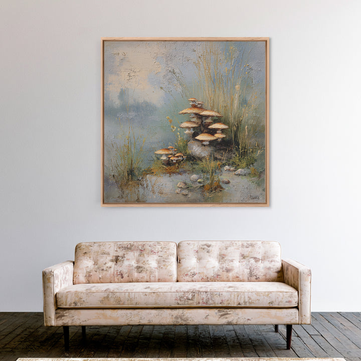 Mushroom Cluster in Enchanted Woodland Canvas Print, Nature Art, Watercolor Painting, Living Room Decor, Fine Art, Nature, NAT-1x1-31