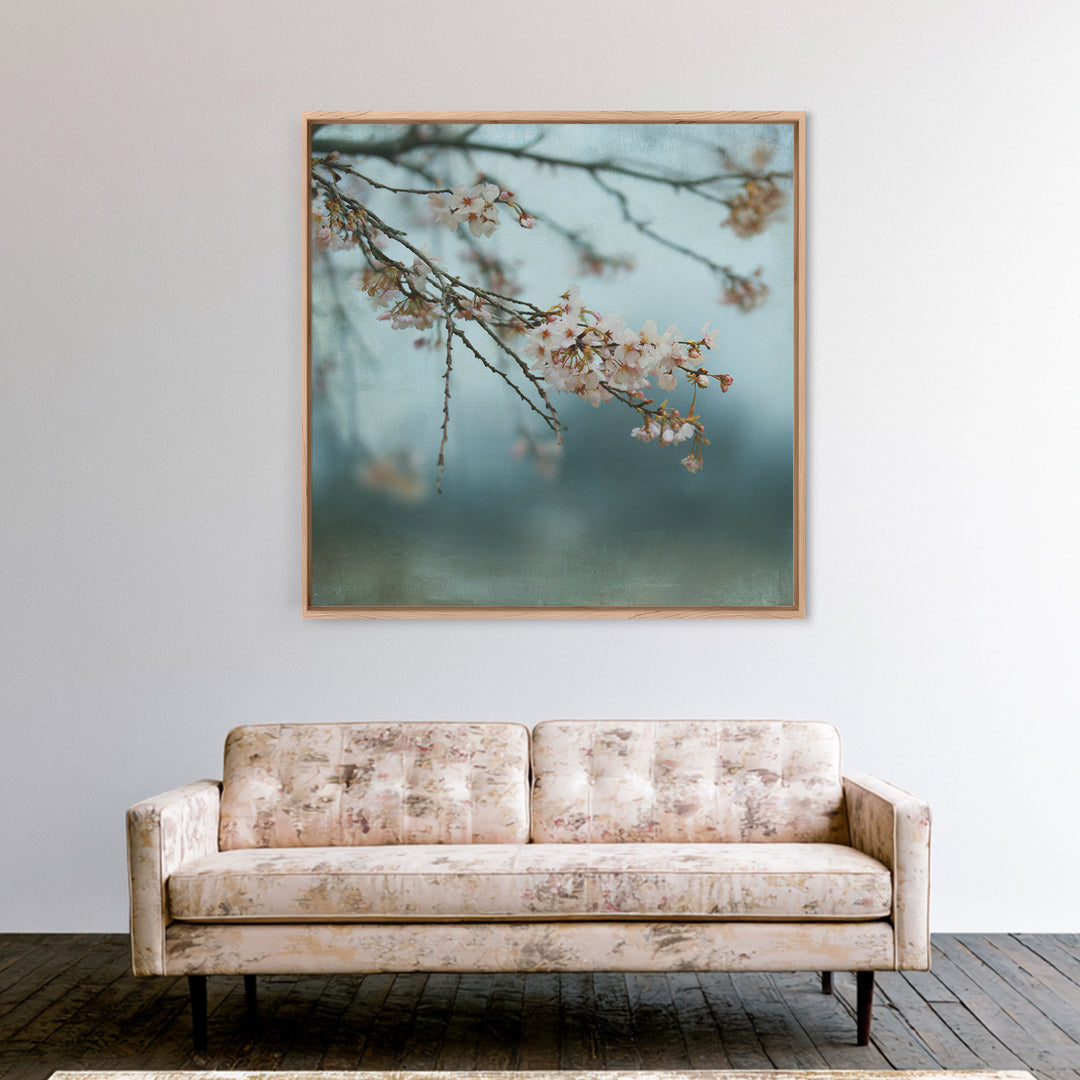Spring Cherry Blossoms Framed Canvas Print, Nature Art, Art Print, Living Room Decor, Fine Art, Nature, Printable Wall Art, NAT-1x1-40