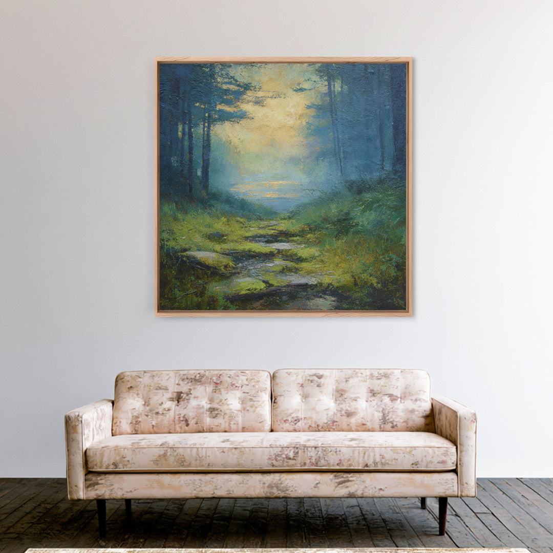 Sunlit Forest Path Canvas Print, Nature Art, Modern Decor, Living Room Decor, Fine Art, Nature, Home Decor, Poster, Wall Decor, NAT-1x1-49