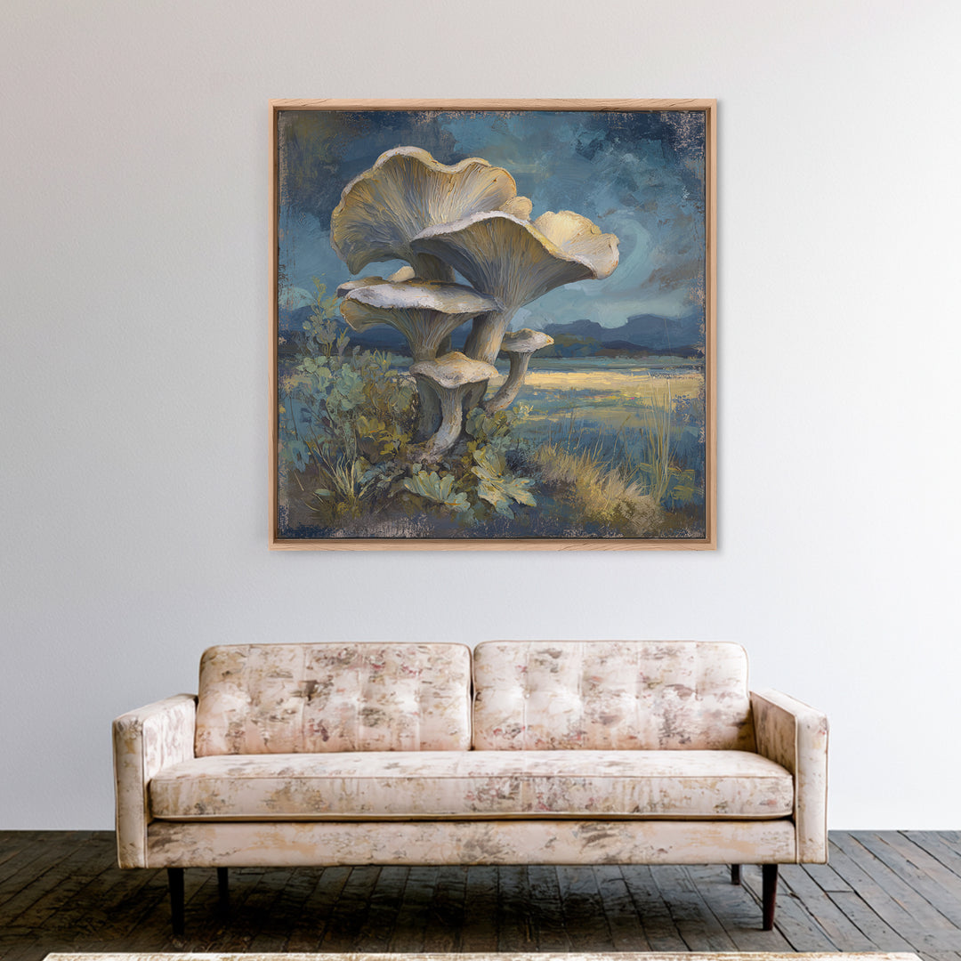 Mushroom Cluster in Enchanted Woodland Canvas Print, Nature Art, Nature Wall Art, Living Room Decor, Watercolor Art, Nature, NAT-1x1-55