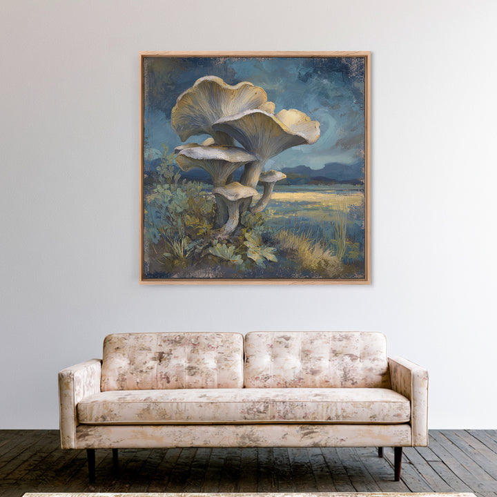 Mushroom Cluster in Enchanted Woodland Canvas Print, Nature Art, Nature Wall Art, Living Room Decor, Watercolor Art, Nature, NAT-1x1-55