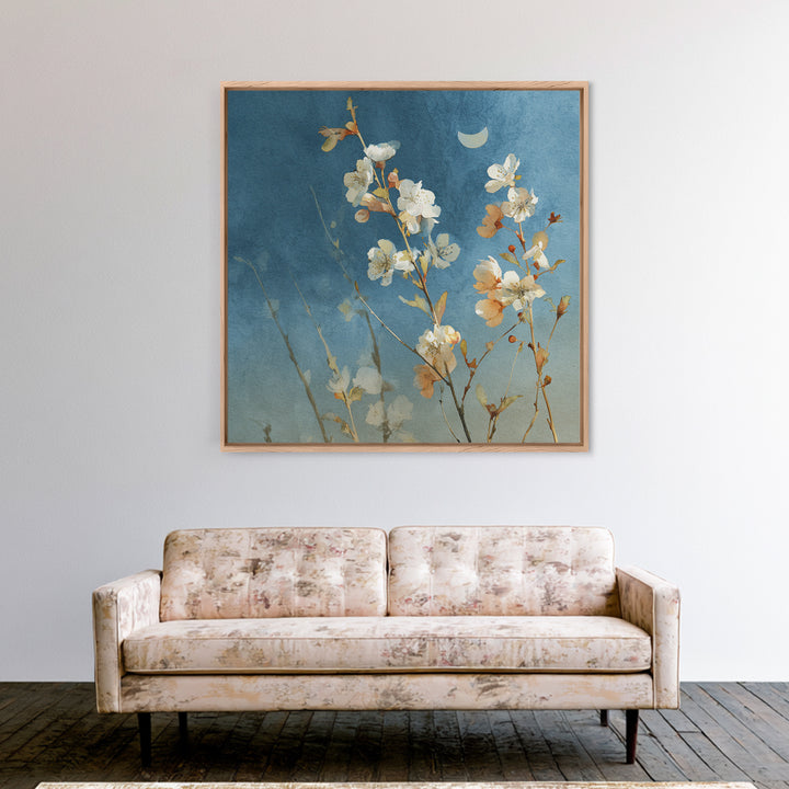 Wild Horses Running Near Mountain Ridge Framed Canvas Print, Nature Art, Landscape Art, Living Room Decor, Oil Painting, Nature, NAT-1x1-70