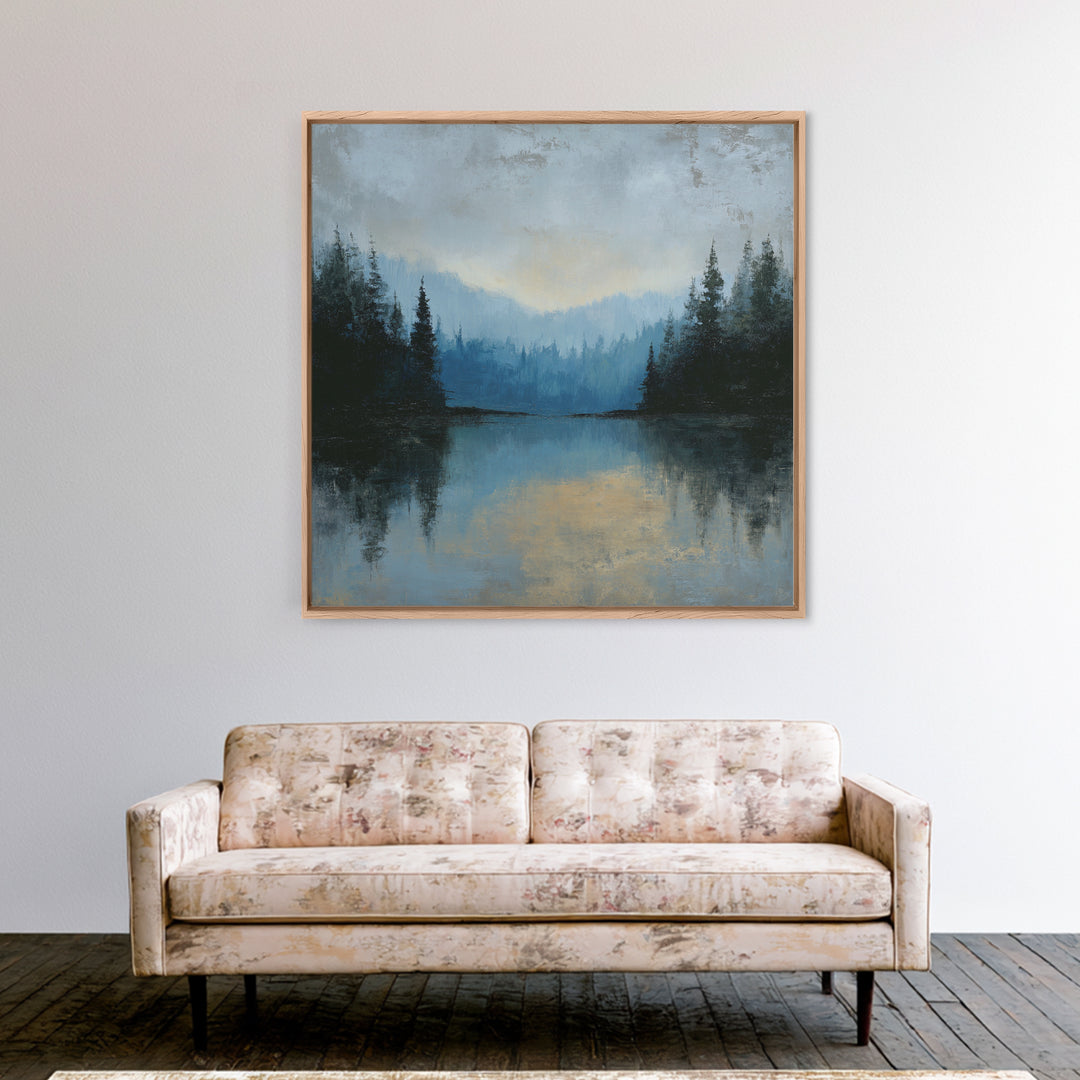 Misty Mountain Lake Canvas Print, Nature Art, Room Decor, Living Room Decor, Fine Art, Nature, Wall Hangings, Original Painting, NAT-1x1-77