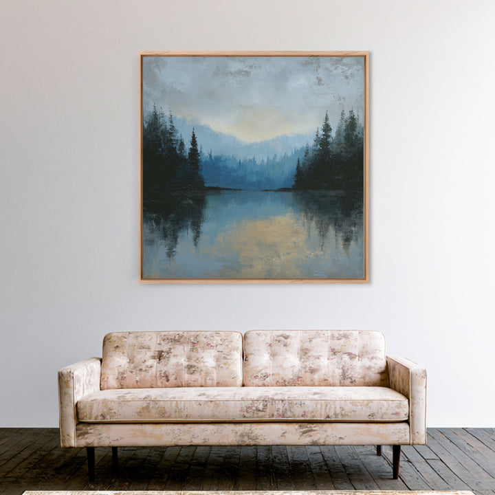Misty Mountain Lake Canvas Print, Nature Art, Room Decor, Living Room Decor, Fine Art, Nature, Wall Hangings, Original Painting, NAT-1x1-77