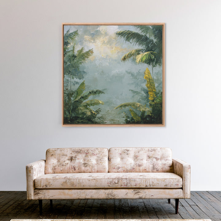Tropical Jungle Leaves Framed Canvas Print, Nature Art, Luxury Decor, Living Room Decor, Oil Painting, Nature, Mushroom, NAT-1x1-93