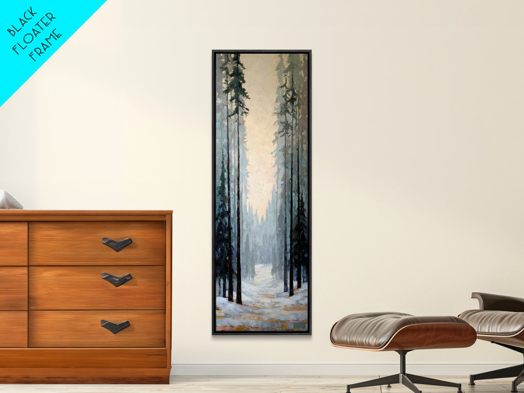 Fox Crossing a Snowy Forest Clearing Canvas Print, Nature Art, Moss Art, Living Room Decor, Oil Painting, Nature, NAT-1x3-22