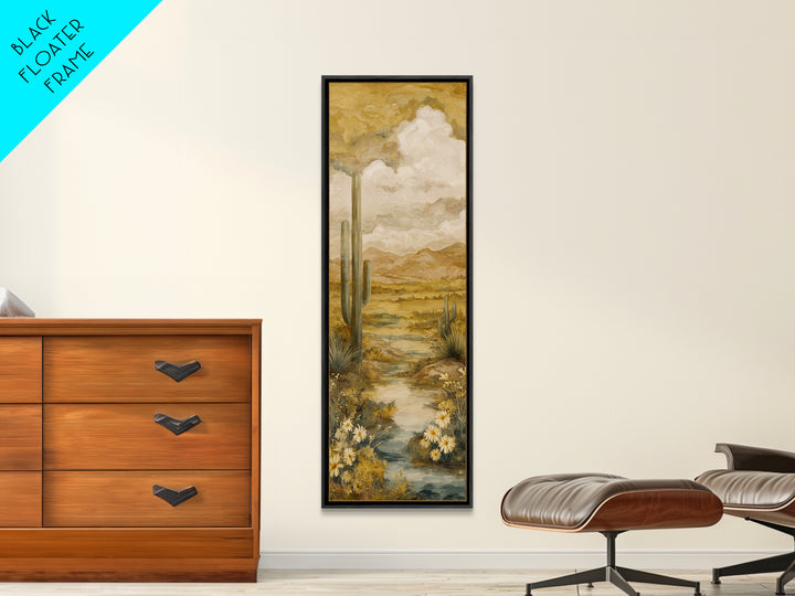 Desert Cactus Blooming After Rain Canvas Print, Nature Art, Textured Painting, Living Room Decor, Fine Art, Nature, NAT-1x3-32