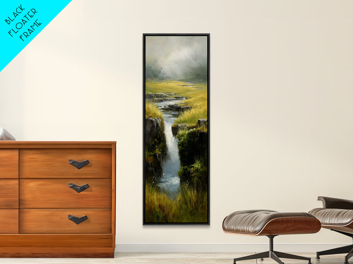 Waterfall Hidden Among Dark Green Rocks Canvas Print, Nature Art, Printable Wall Art, Living Room Decor, Fine Art, Nature, NAT-1x3-39