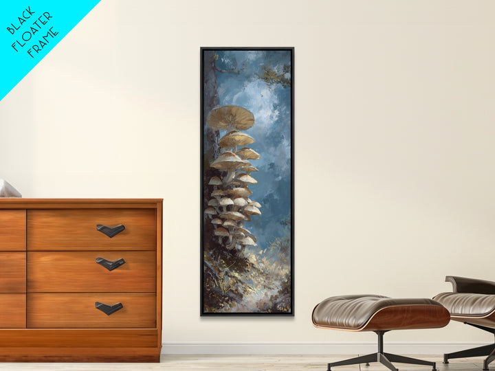 Mushroom Cluster in Enchanted Woodland Canvas Print, Nature Art, Wall Hangings, Living Room Decor, Nature, Stained Glass Art, NAT-1x3-43