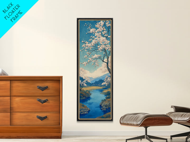 Spring Cherry Blossoms Framed Canvas Print, Nature Art, Wood Wall Art, Living Room Decor, Oil Painting, Nature, NAT-1x3-76