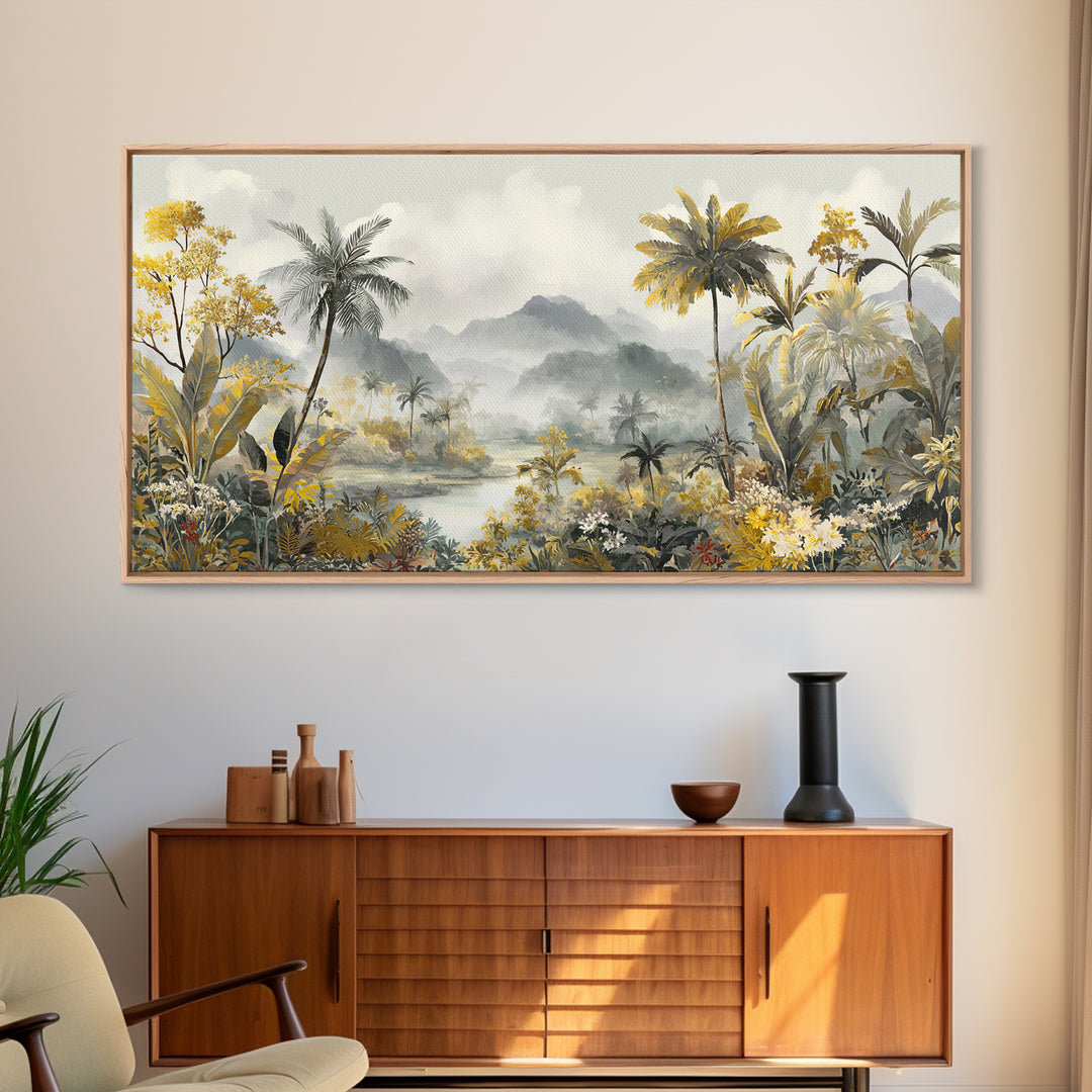 Tropical Jungle Leaves Canvas Print, Nature Art, Contemporary Art, Living Room Decor, Nature, Framed Art, Wood Wall Art, NAT-2x1-41