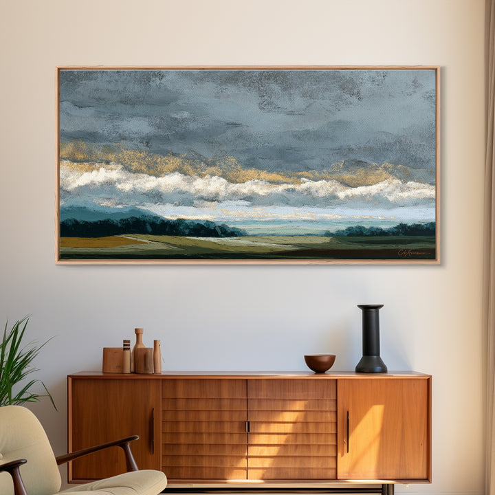 Storm Clouds over a Rolling Prairie Canvas Print, Nature Art, Wall Art, Living Room Decor, Fine Art, Nature, Wood Wall Art, NAT-2x1-58