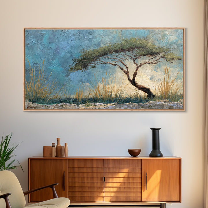 Tree of Life Framed Canvas Print, Nature Art, Living Room Decor, Oil Painting, Nature, Framed Art, Wood Wall Art, NAT-2x1-83